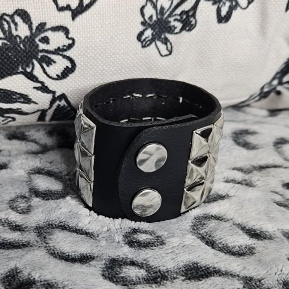 Studded Black And Silver Bracelet - Picture 2 of 2